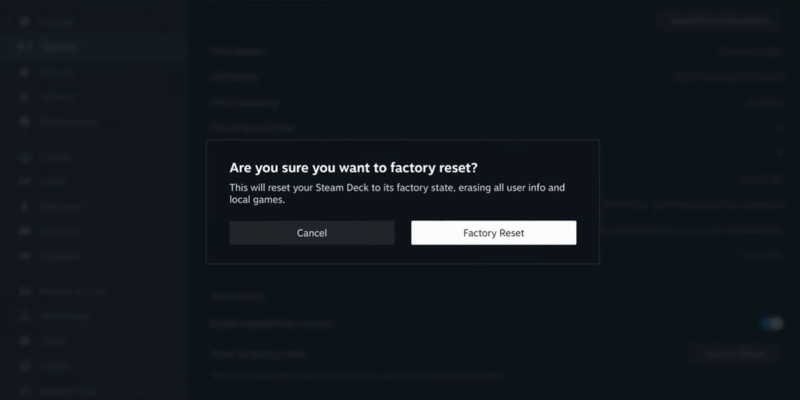 reset steam settings to default